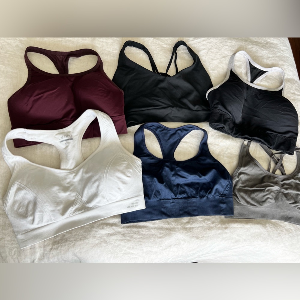 Assorted sports bras. Athleta/lululemon